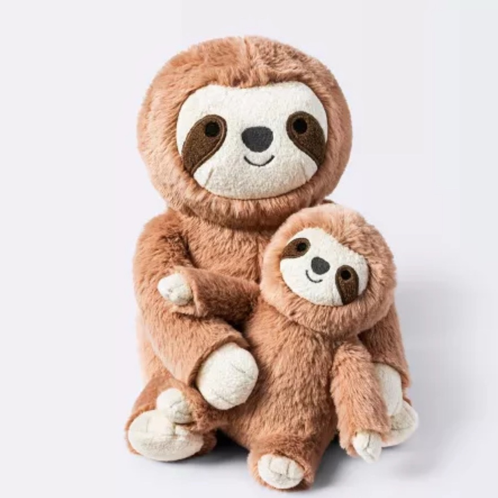 Brown Sloth Plush Animal with Mini Plush - 2pk